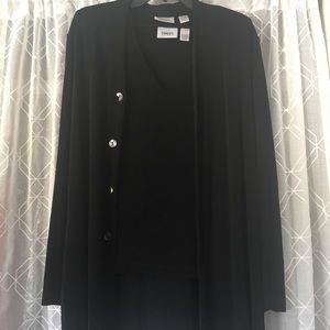 Chico’s travelers long cardigan with tank size 3